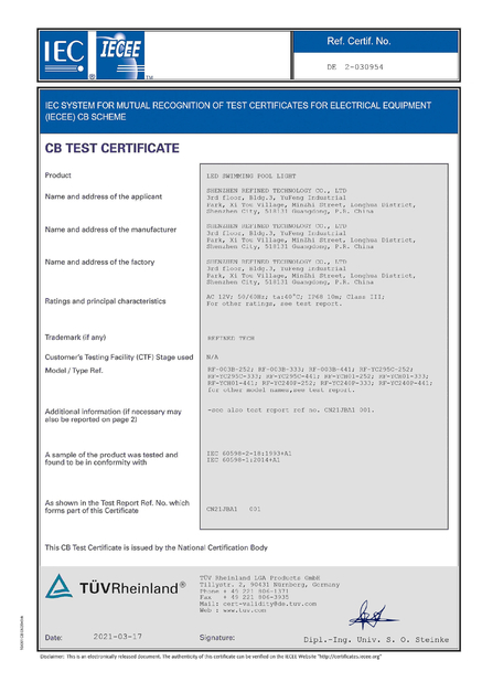 CHINA Shenzhen Refined Technology Co., Ltd. certificaten